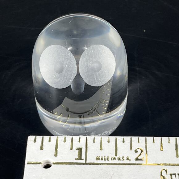 Hadeland Lead Crystal Owl Etched Paperweight Norway Signed Decor Bird Glass - Picture 6 of 8